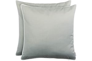 Brandsseller Lot de 2 coussins de jardin décoratifs aspect lin structuré résistant à la saleté et à l'eau avec fermeture éclair 45 x 45 cm Gris clair