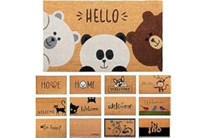 ‎AMARU DOOR MATS Fußmatte Kokosfaser Hello Bären - 70x40cm - Willkommens Fussmatte mit Antirutsch PVC & Kokos Oberfläche - für Hauseingänge, Flure, Außentüren, Wohnaccessoires - Schlichtes Originaldesign