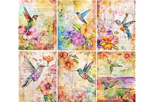 Hummingird Rice Papers, 21 x 26.5cm (6 Sheets) – Decoupage Paper 6X Designs for Collage, Mixed Media, Card Making & Crafts, Decoupage by CRAFT KREATIVELY