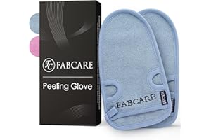 Guante exfoliante FABCARE - PROBADO DERMATOLÓGICAMENTE - 2 piezas - Limpia los poros en profundidad para cuerpo y cara - Esponja de ducha para Peeling & Body Scrub - Guante de masaje