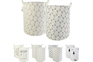 LessMo 2PCS 19,7" Paniers à Linge, Paniers à Linge Pliable Grand Bac de Rangement en Tissu Corbeille à Linge pour Organiser Chambre d'enfants, Jouets, Vêtement (Feuille, Épaissie 19 "/ Large)
