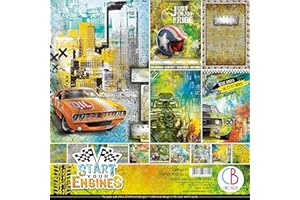 Ciao Bella Papers Lot papiers de démarrage PCK 12 x 12, Démarrez Vos Moteurs, 12 Motifs/1 de Chaque, Taille unique