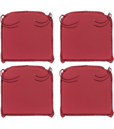 6er Set Stuhlkissen Mit Bändern – Rutschfest, Waschbar, 40x38x3 Cm, Hochdichter Schwamm, Leinen
