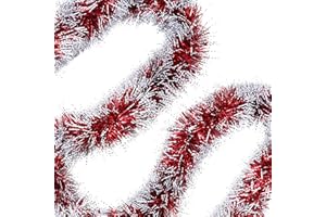 BELLE VOUS Ozdoby choinkowe (3 sztuki) - 2 m (w przybliżeniu) gruba czerwona girlanda bożonarodzeniowa, na Boże Narodzenie, imprezę sylwestrową, dekoracje wewnętrzne i zewnętrzne, dekoracje świąteczne