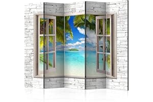 murando - Paravento Decorativo Bifacciale Mare 225x172 XXL 5 Pannelli Divisori - Stampa su due Lati su Tela in TNT - Separe Divisorio per la Casa - Non Trasparente - Pietra c-C-0090-z-c