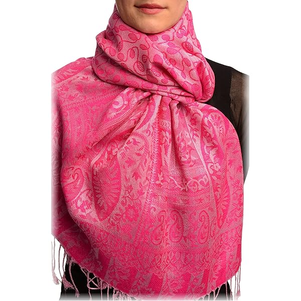LissKiss Pashmina Schal Mit Schmetterlingen - Fuchsia Pink Mit Fransen 70x180cm