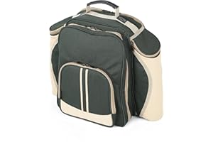 The Greenfield Collection BPD2DGH Deluxe Zwei Personen Luxus Picknick Rucksack Grün 2 Personen, Grün