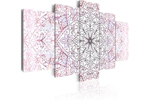 Cuadros B&D XXL - Cuadro en Lienzo 200x100 cm Mandala 5 piezas - Impresión en material tejido no tejido cuadros decoracion salon modernos lienzos decorativos dormitorios - Ornamento Zen f-C-0132-b-p