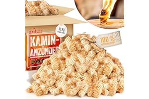 grillas Kaminanzünder 10 kg (ca. 800 Stück) Grillanzünder aus Bio Holzwolle & Wachs | Anzünder Kohleanzünder Ökologisch | Wachsanzünder Umweltfreundlich | Anzündwolle Ofenanzünder Lange Brenndauer