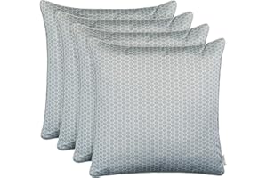 ‎BRANDSSELLER Brandsseller Outdoor Garten Kissen Dekokissen Wabenoptik Schmutz- und Wasserabweisend mit Reißverschluss ca. 45x45cm 4er Set Hellgrau