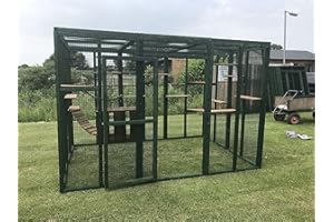 4WIRE Cat Run PVC Green 6ft x 9ft Large Catio Cat Plan Pen Shelves