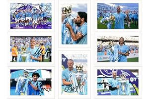 RJR PRINTS Set of 20 Manchester City 2022/23 League Winner Players Signed 6X4 Inch Photo Prints With Pre Printed Signatures Autograph Gift