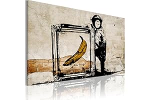 murando Akustikbild Banksy Monkey Framed Warhol Banana Bilder Akustikschaum Hochleistungsschallabsorber Schallschutz Leinwand 1 tlg Wandbild Raumakustik Schalldämmung Graffiti