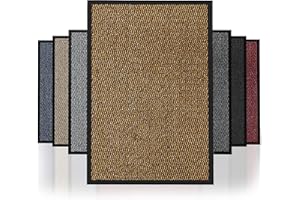 NAUSHA Best Price Dirt Trapper Door Mat Heavy Duty indoor & outdoor Rubber Non-Slip Floor & Kitchen Barrier Mat Easy Clean Absorbent Soft Feel Entrance Rug Shoes Scraper Floor Mat (Brown, 40x60 cm)