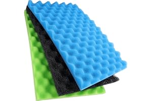 LTWHOME 43 x 28cm Poisson Pond Filtre en Mousse Éponge Kit, Filterschaum Filtermatte, Épaisse, Moyenne et Fine Petites (Paquet 1 Ensembles)