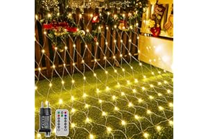 ‎OLLNY Ollny Lichternetz Außen 3x2m, 200 LED Lichterkette außen Netz warmweiß mit Fernbedienung Timer, Wasserdicht Weihnachtsbeleuchtung außen 8 Modi für Weihnachtsbaum Büsche Garten Zimmer Balkon