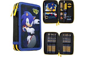 Sonic The Hedgehog Pencil Case with Stationery Included School Supplies Filled Pencil Case Colouring Pencils Boys Gifts