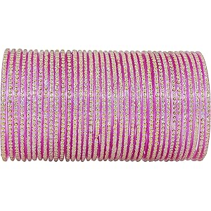 NMII Glass with Polka Dots & Glitter Stylish Fancy Bangles Set For Women & Girls | Glass Bangles | Traditional Women Bangles - Pack of 36 Bangle