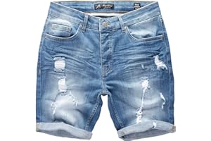 Amaci&Sons Herren Destroyed Jeans Shorts Kurze Hose Sommer Bermuda 7979