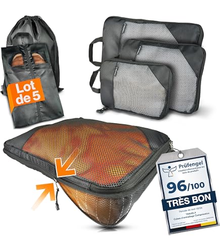 Taskin Compression Packing Cubes Set Of 2 - Separate Clean & Dirty Sides, YKK Zippers, 2XL Size