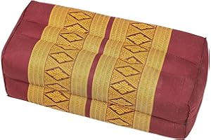 HANDELSTURM Coussin pour la meditation yoga 35x15x10 cm, rembourrage Kapok, design traditionell Thai bordeaux/or
