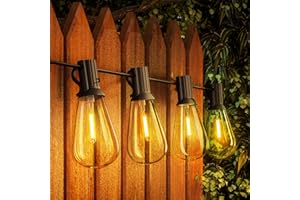SUWIN 60FT Outdoor LED String Lights, ST38 Garden String Lights Mains Powered,Waterproof LED Outdoor Festoon Lights, 30+1 Bulbs 2700K Outside Patio String Lights for Décor Cafe Party Wedding