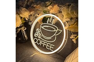 KAEGORT Letrero de neón COFFEE, 30 * 30cm Letrero LED 3D Grabado Luces de Neón Decoración de Pared Letrero Lumin Luz de Neón para Bar Cafetería Decoración de hogar fiesta (alimentación USB, con accesorios)