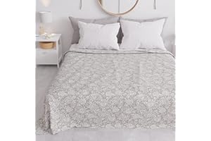 PETTI Artigiani Italiani - Copriletto Matrimoniale Primavera Estate, Coperta Leggera Matrimoniale, Lenzuola Copriletto, Pizzo Rose Tortora 100% Made in Italy