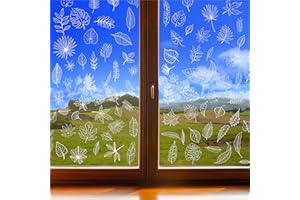 HEBAYY 90 PCS Double Sided White Leaves Stickers - 90 Designs Reusable Window Decals Bird Alert Static Clings for Door, Window, Glass Decoration, Prevent Bird Strikes (9 Sheets)
