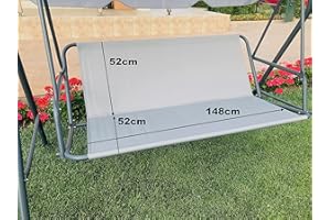 PETELA Replacement Swing Seat Cover Garden Swing Seat Cover Hammock Chair Garden Swing Chair Outdoor Garden Chair Covers Bench Cover (148cm52cmx52cm, Grey)