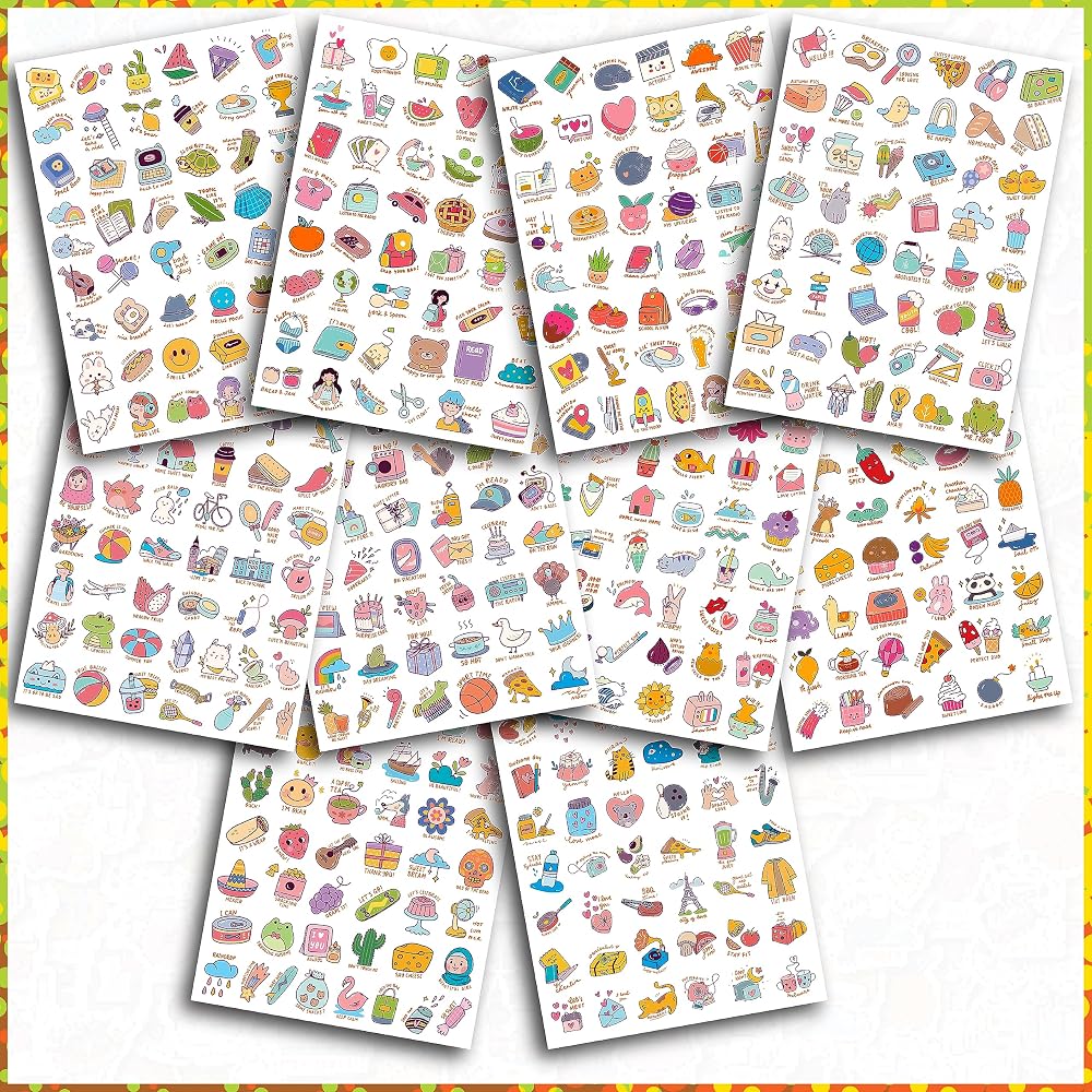 NeoPrint Sticker Seti 500 Adet İngilizce Temalı Etiket, Günlük Ajanda ve Defterlere, Karikatür Konsept, Öğretmen-Öğrenciler, Erkek-Kız Çocuk ve Yetişkinlere Kendinden Yapışkanlı Eğlenceli Çıkartmalar