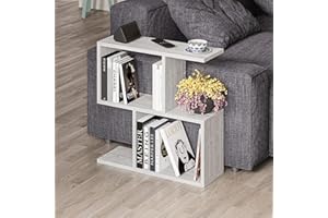 ‎HOCUS PICUS HOCUS PICUS | Homemania Holz Beistelltisch mit 2 Etagen | Sofatisch, Regal-Organizer, Büro, Wohnzimmer | 60 x 60 x 20 cm | Antikweiß