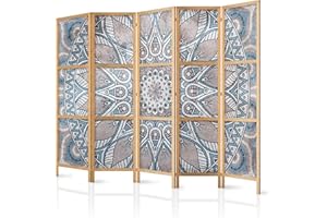 murando - Biombo XXL Mandala 225x171 cm 5 Paneles Lienzo de Tejido no Tejido Tela sintética Elegante Separador Madera Design de Moda Hecho a Mano Home Office Japón p-C-0010-z-c