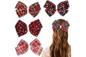 ABOUT SPACE Christmas Bow Clips - 8 Inch Lightweight Hair Accessories Plaid Hair Bow Bowknot Hairpins Kids Hair Accessories L