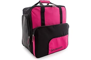 BRUBAKER ‘Super Function 2.0’ - Série limitée - Sac à Chaussures de Ski, Sac Casque, Sac à Dos Ski - Fuchsia Flou/Noir