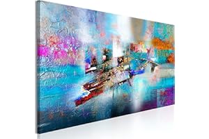 murando Cuadro en Lienzo Abstracto 150x50 cm Impresión de 1 Pieza Material Tejido no Tejido Impresión Artística Imagen Gráfica Decoracion de Pared - como pintado azul gris vistoso a-A-0770-b-a