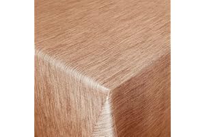 ‎DECOHOMETEXTIL Wachstuch Robuste Leinen Prägung Pro RUND OVAL ECKIG Breite & Länge wählbar Kupfer Orange Eckig 100 x 160 cm abwaschbare Tischdecke Gartentischdecke