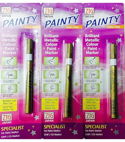 Zig (Japan Painty Metallic Permanent Marker (Gold, Pack of 6