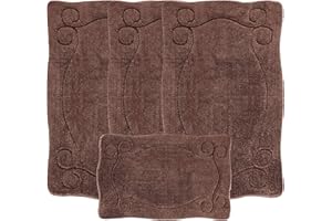Emmahome ROMANY GYPSY WASHABLE 4PCS MAT/RUG SET, CARAVAN/MOBILE HOME MEDIUM SIZES, 75X125CM, ULTRA SOFT MICROFIBRE YARN, ELVIN (Brown)