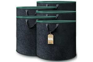 GardenGloss® Saco de Plantas (5 Piezas) - Bolsa de Cultivo de 60L de Tela No Tejida - Bolsa de Plantación para Patatas, Tomates y Fresas - Color Negro - Uso en Interiores y Exteriores