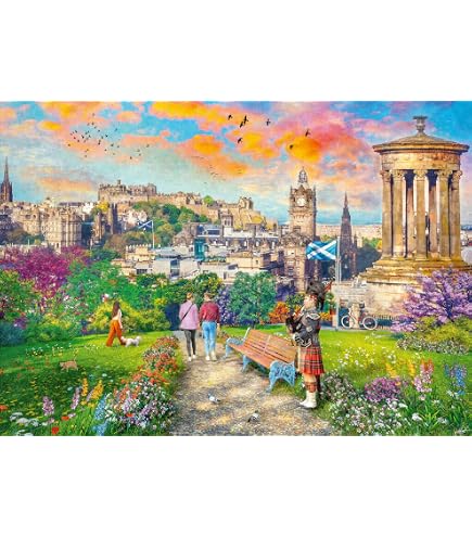 Ravensburger Puzzle 1000 Pezzi - Forth Bridge Al Tramonto - 70x50 Cm, Panorama Scozzese Con Auto D'Epoca - 5