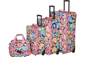 Rockland 4-teiliges Gepäck-Set mit Herzmotiv, Neues Herz, Einheitsgröße, Dschungel Softside Aufrechtes Gepäck-Set