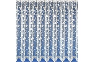 Tyrone Textiles Ltd Corsica - White All Over Patterned Trailing Leaf Net Curtain (Drop: 36" (91cm) x Width: 2m (200cm))