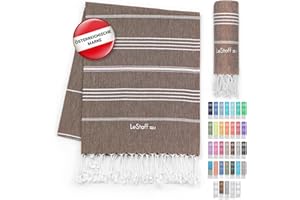 LeStoff Premium Hamamtuch - 100% Bio-Baumwolle - Vorgewaschen, Nachhaltig, Saugstark & Schnelltrocknend - Strand, Bade, Dusch, Yoga, Spa & Reise-Tuch (95 x 180 cm, Brown)