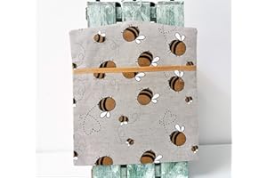 LINENWORLD Handmade Linen Cotton Peg Bag Peg Storage Clothespin Bag Busy Bees