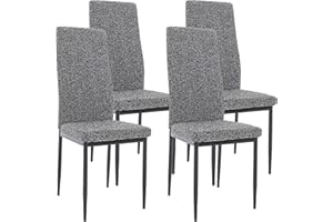 Blisswood Dining Chairs Set of 4, High Back Padded Kitchen Chairs With Metal Legs & Non-slip Footpads, Terry Fabric Dining Room Chairs For Dining Room Lounge Restaurant (Black, 39 x 41 x 98cm)