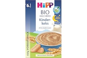 ‎HIPP HiPP Bio-Milchbreie ohne Zuckerzusatz, Gute-Nacht-Brei Kinderkeks, Vorratspackung (4x450g)