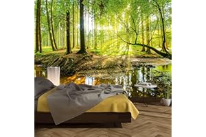 murimage Carta Parati Foresta 366 x 254 cm Include Colla Legno Alberi Luce Solare fotomurali Poster Gigante Camera Bambini Soggiorno