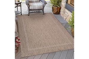 ‎HOMEBYHOME HomebyHome In & Outdoor Teppich Wetterfest Sisal Optik 140x200 cm Braun - Balkon Teppich Wasserfest, Waschbar, Flachgewebe - Ideal für Küche, Camping, Garten und Terrasse
