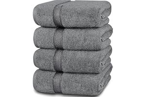 Utopia Towels - Lot de 4 Serviettes de Bain luxueuses - 100% Coton filé à l'anneau, séchage Rapide, très absorbantes, Douces au Toucher, parfaites pour Un Usage Quotidien - Gris